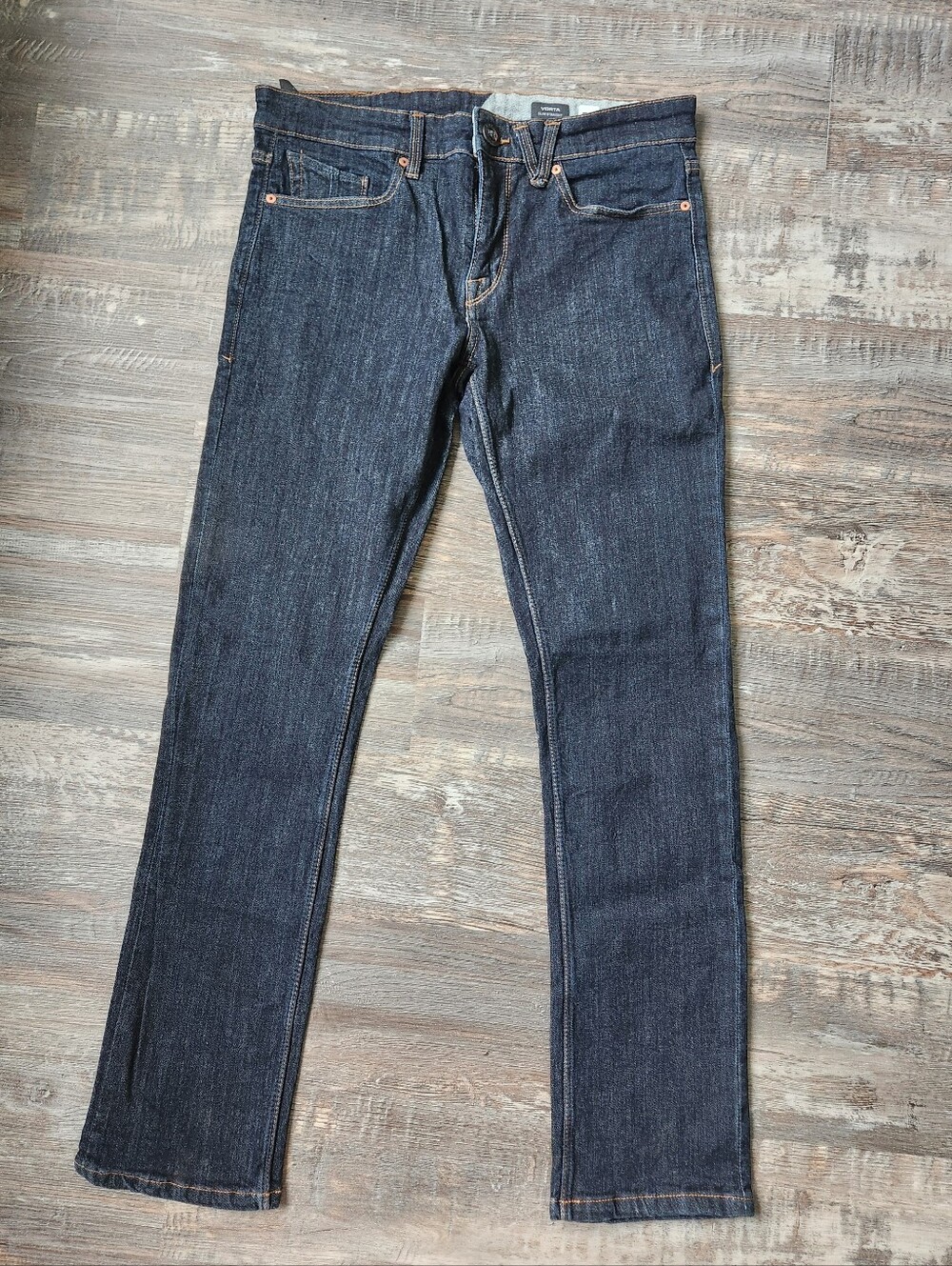 Volcom Mens Vorta Slim Straight Dark Wash Jeans Size 32/32 Indiesleeze Skater